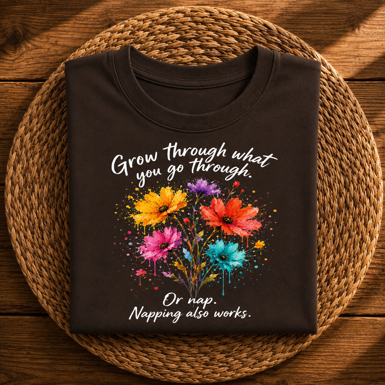 Grow Through What You Go Through Floral Funny