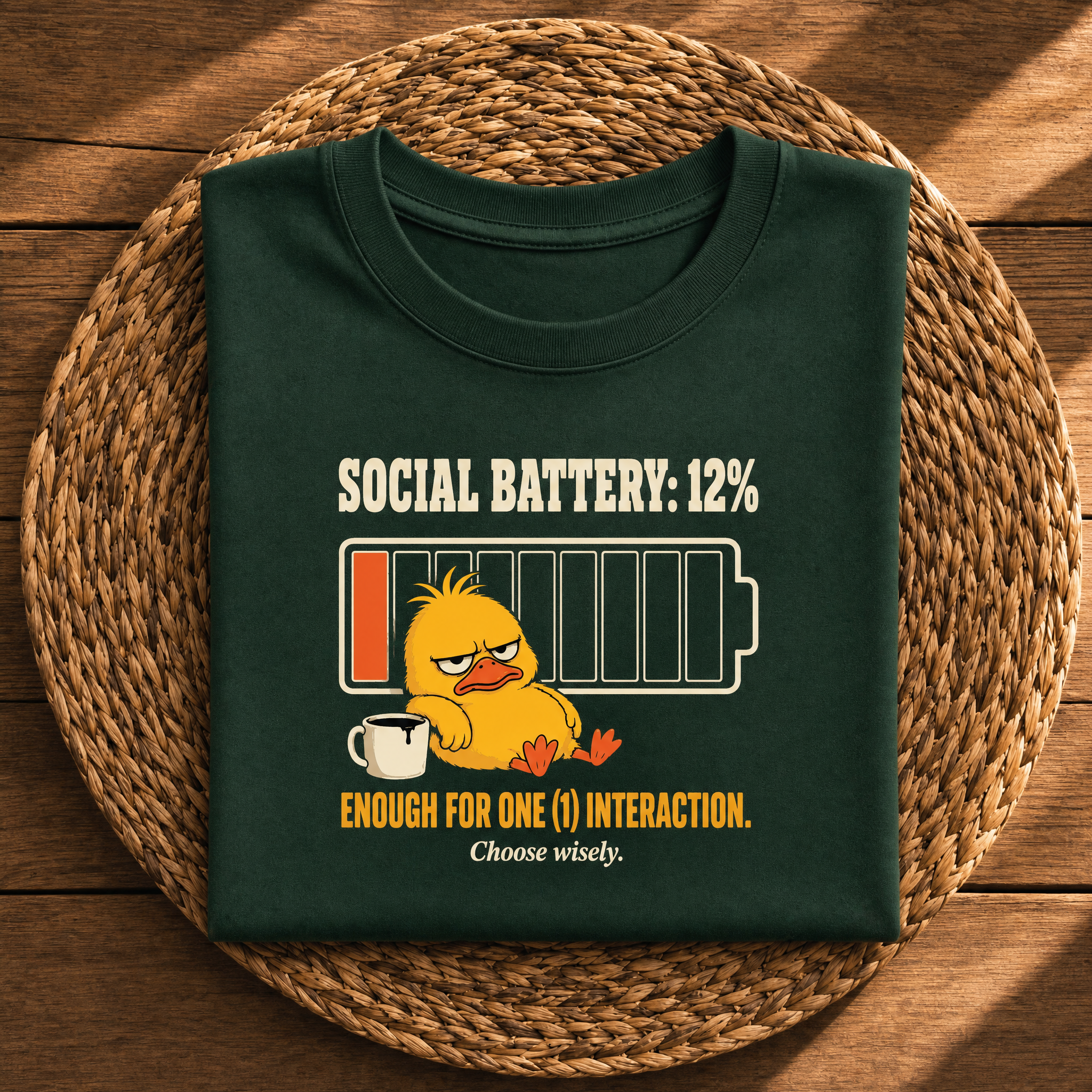 Social Battery 12% – Funny Introvert Graphic Tee