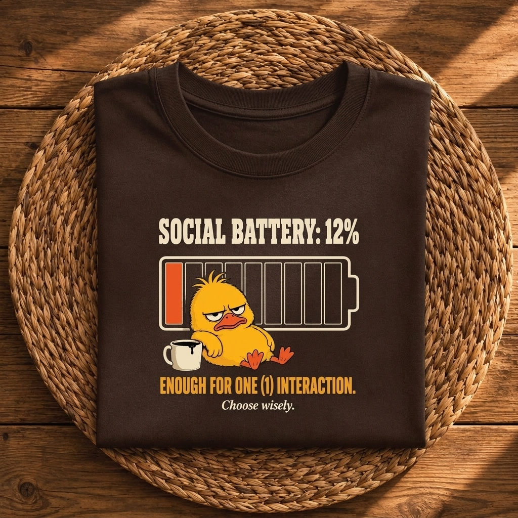 Social Battery 12% – Funny Introvert Graphic Tee