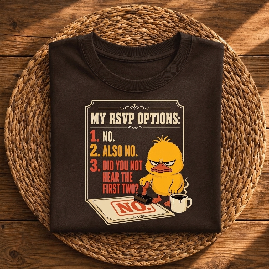 My RSVP Options: No, Also No – Funny Introvert Sarcastic Graphic Tee