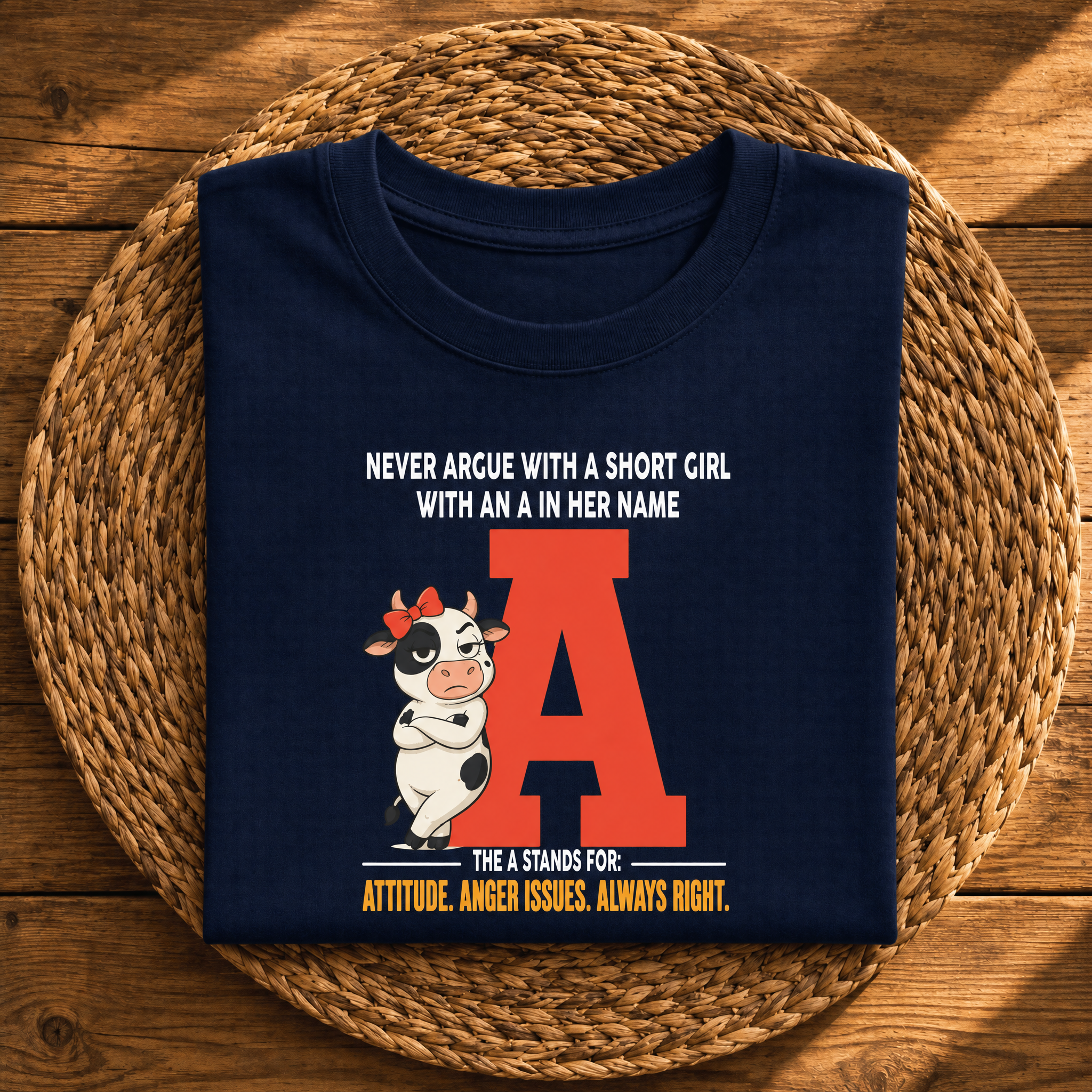 Never Argue With a Short Girl With an A in Her Name – Funny Attitude Graphic Tee
