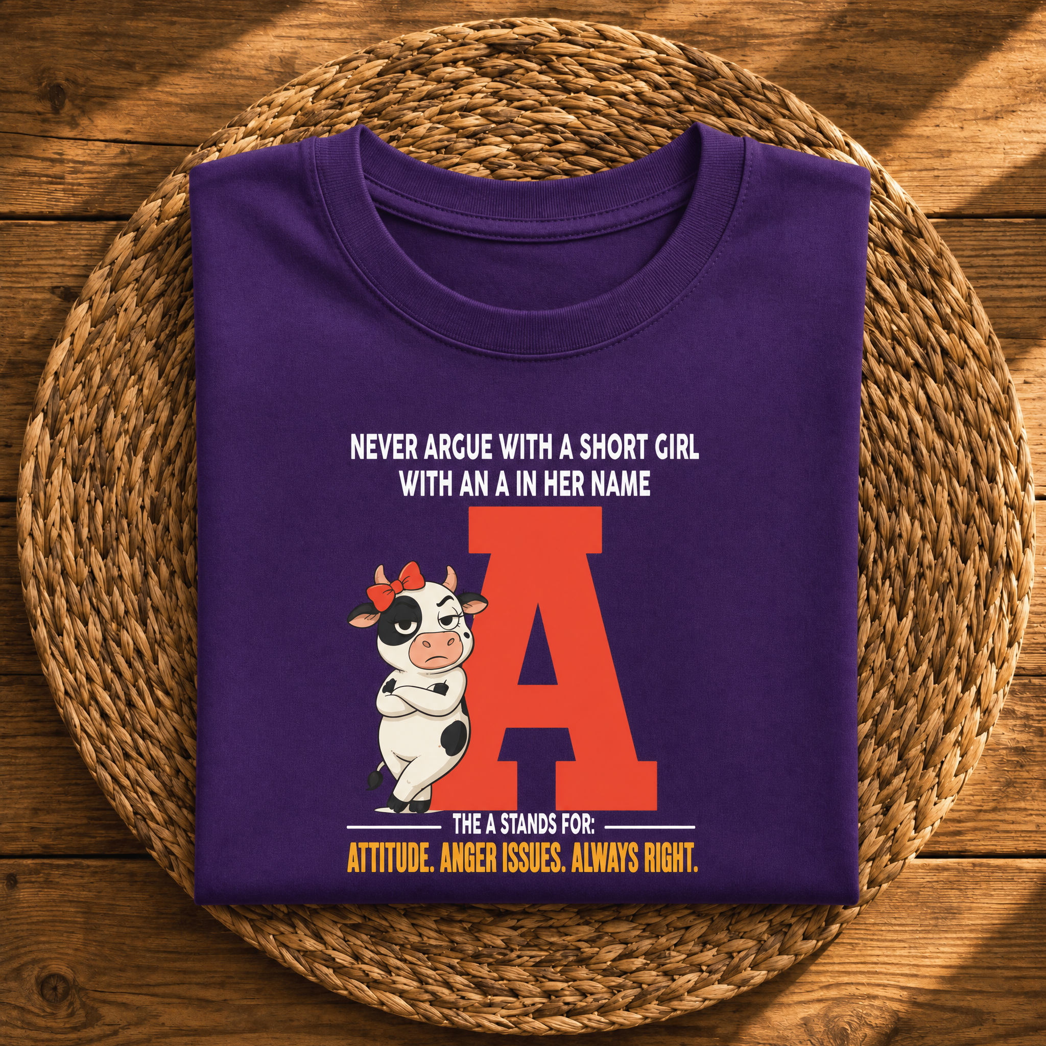 Never Argue With a Short Girl With an A in Her Name – Funny Attitude Graphic Tee