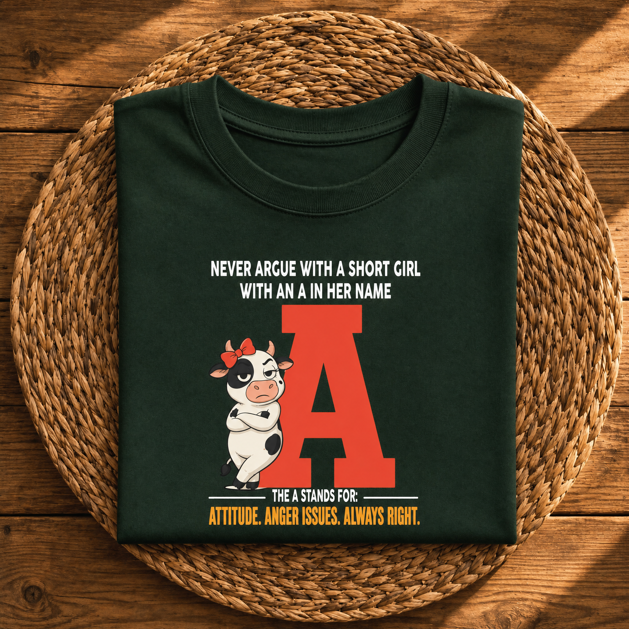 Never Argue With a Short Girl With an A in Her Name – Funny Attitude Graphic Tee