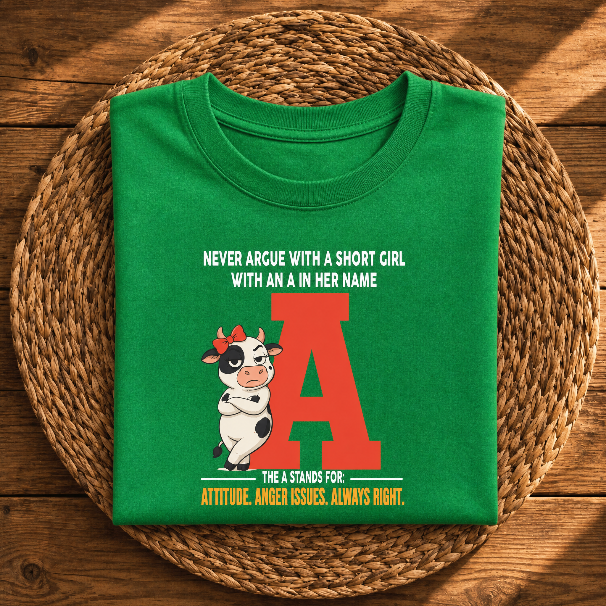 Never Argue With a Short Girl With an A in Her Name – Funny Attitude Graphic Tee