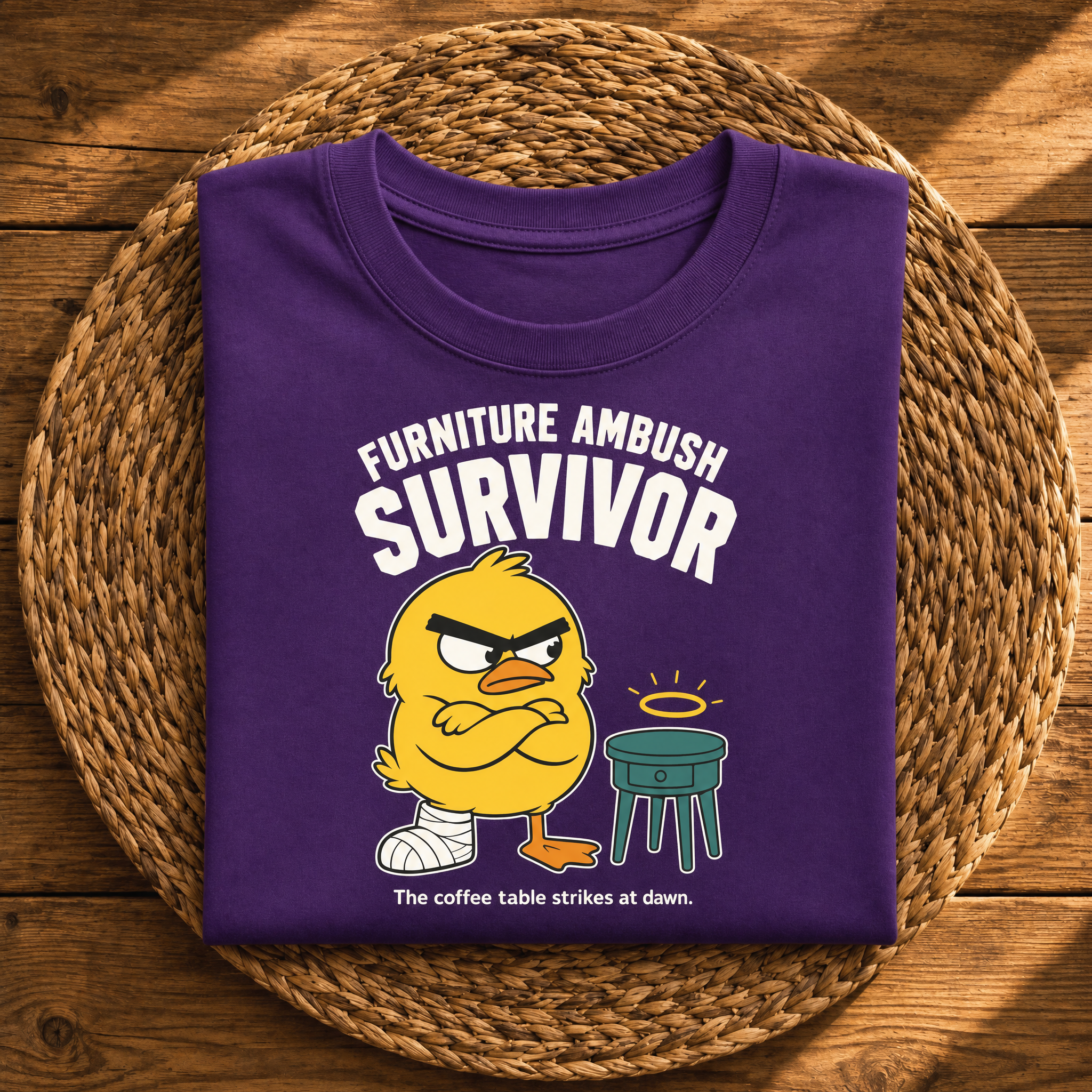 Furniture Ambush Survivor – Funny Coffee Table Graphic