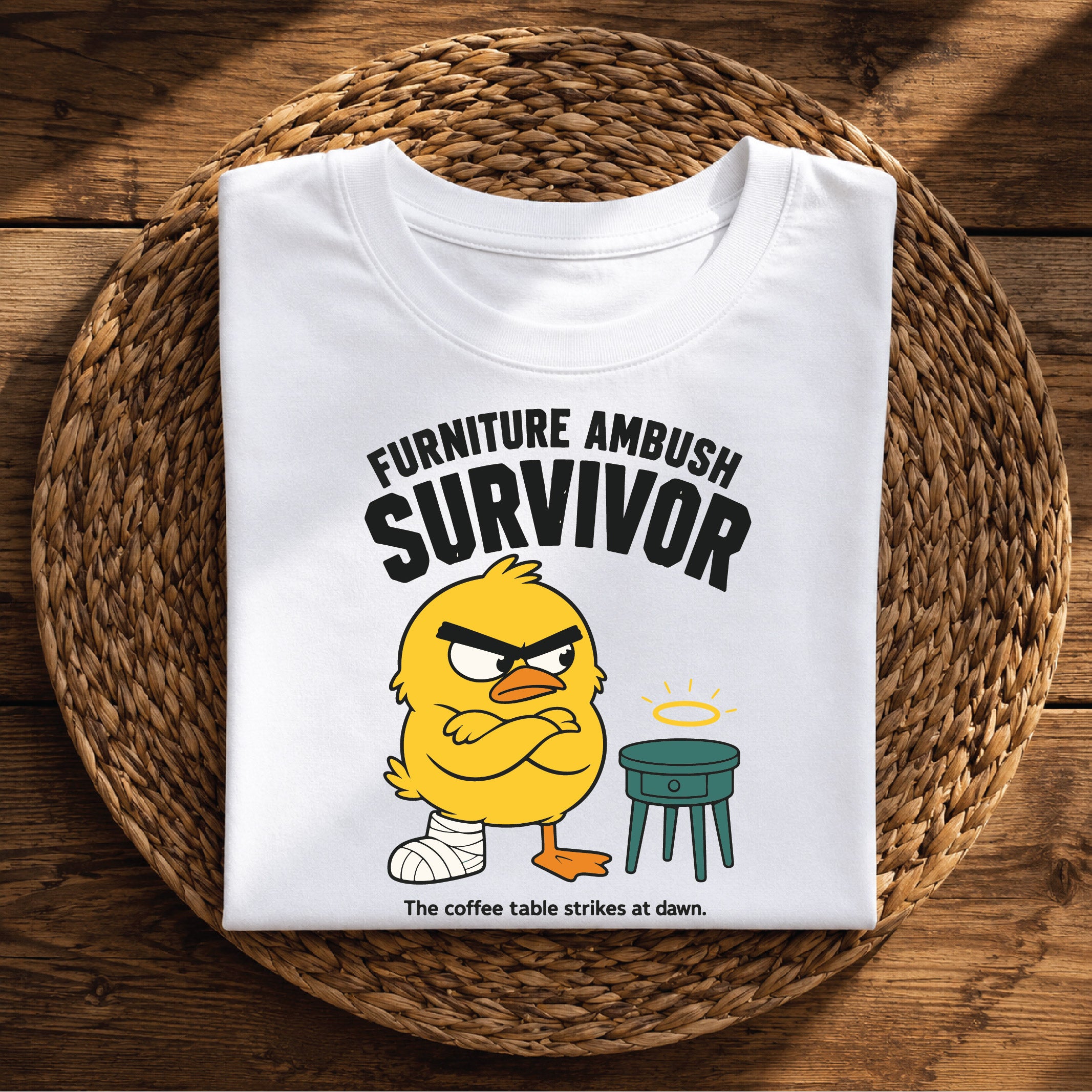Furniture Ambush Survivor – Funny Coffee Table Graphic