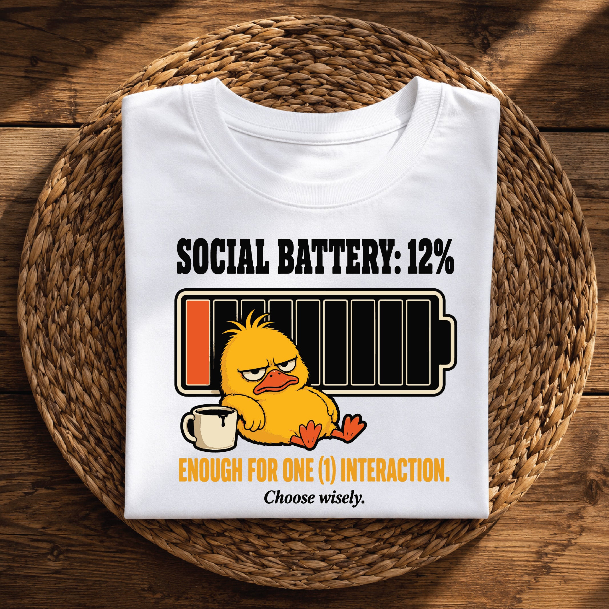 Social Battery 12% – Funny Introvert Graphic Tee