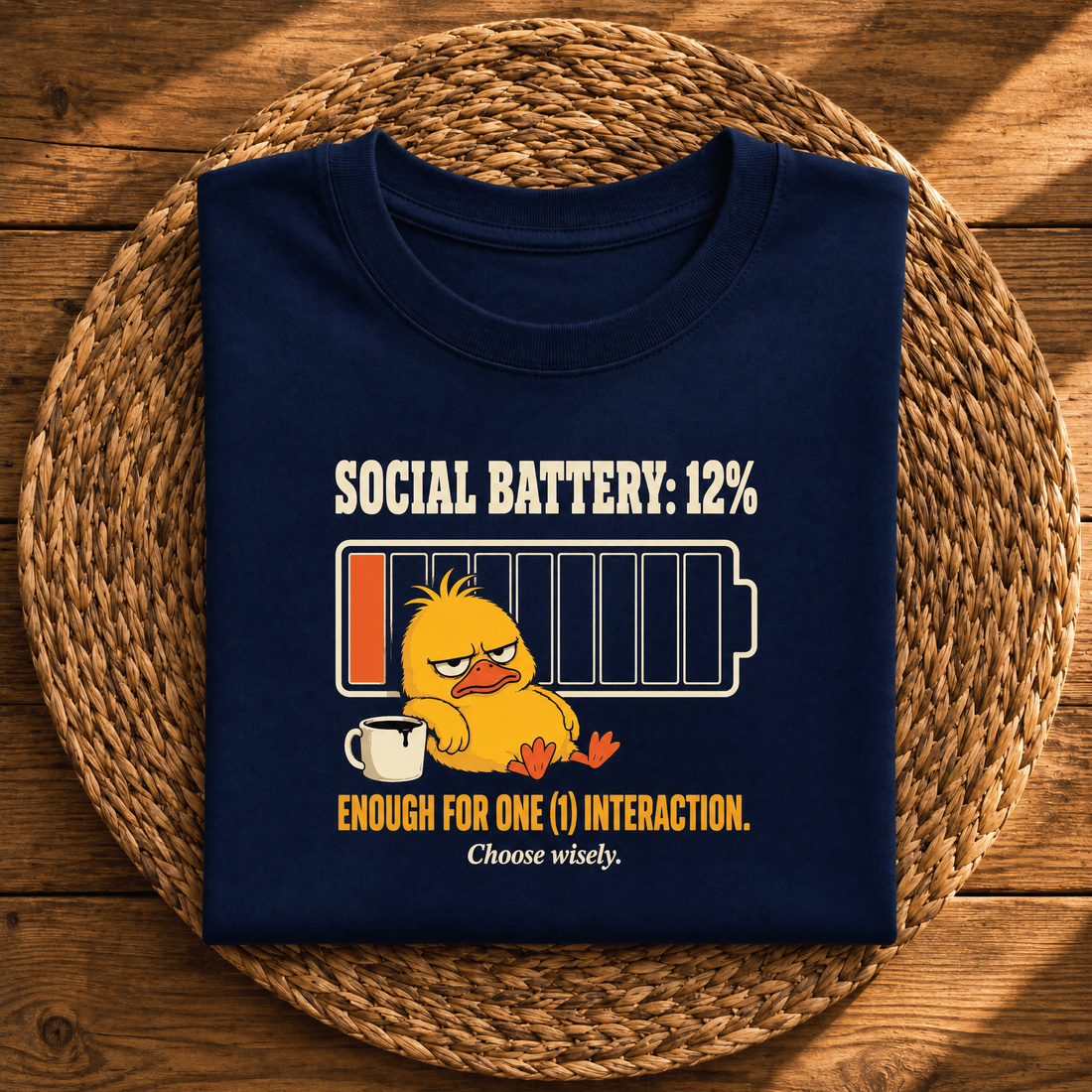 Social Battery 12% – Funny Introvert Graphic Tee