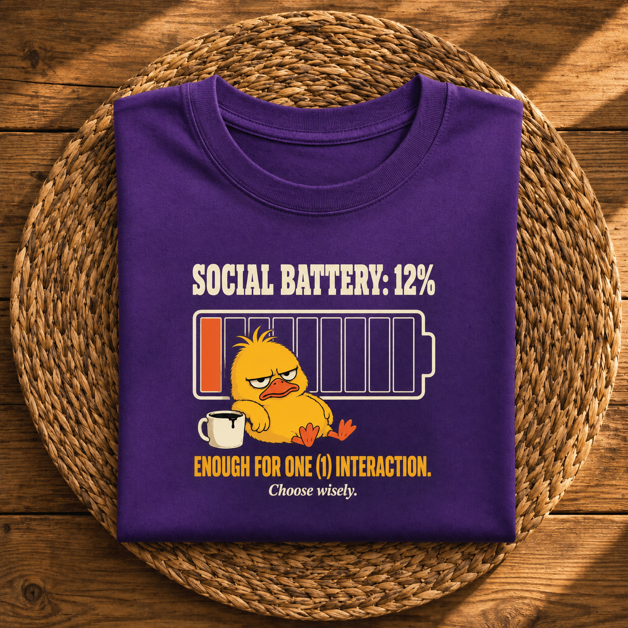 Social Battery 12% – Funny Introvert Graphic Tee