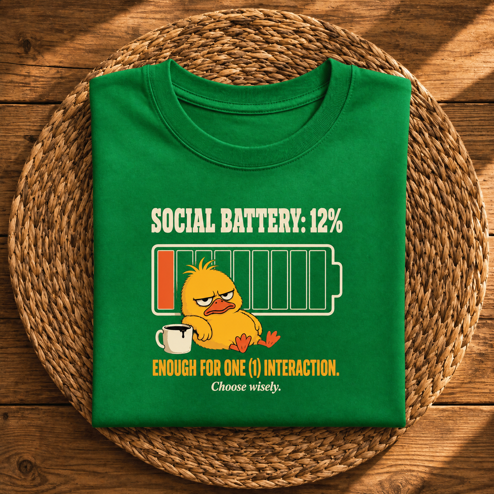 Social Battery 12% – Funny Introvert Graphic Tee